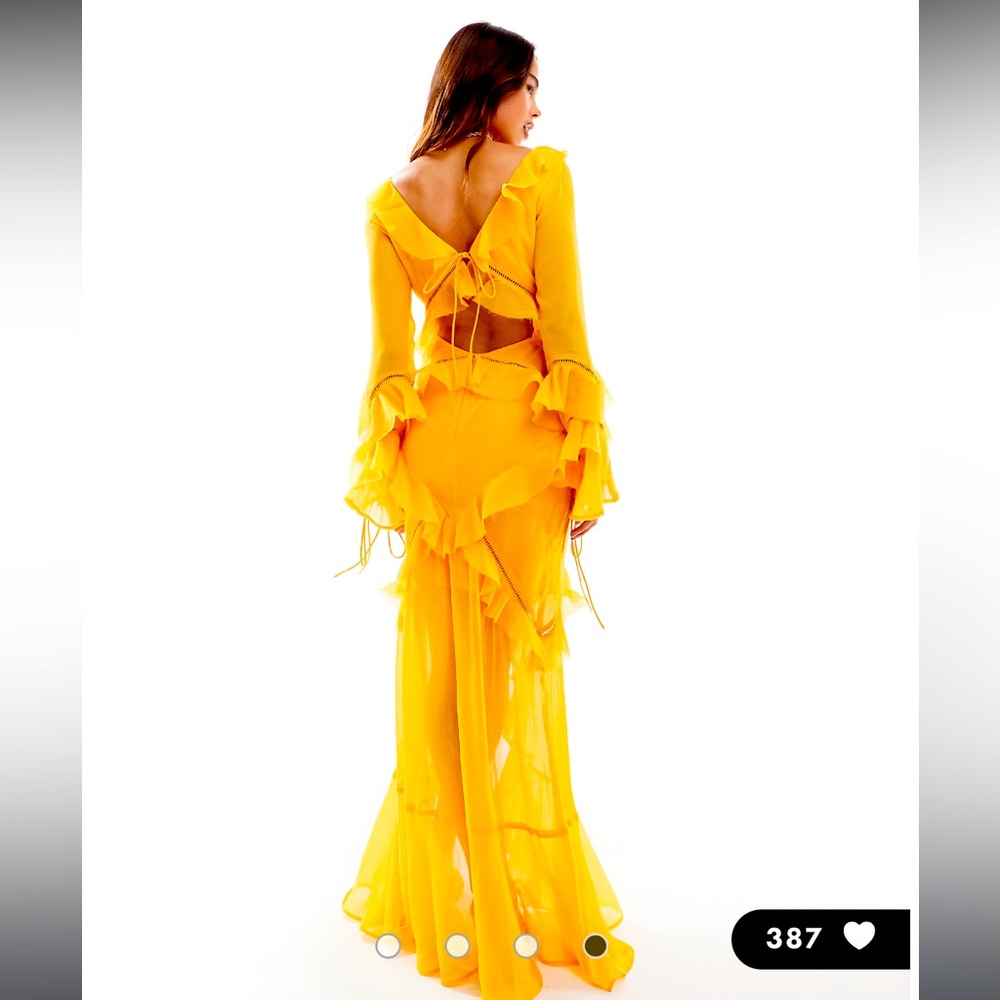 Vibrant Yellow Ruffled Maxi Dress